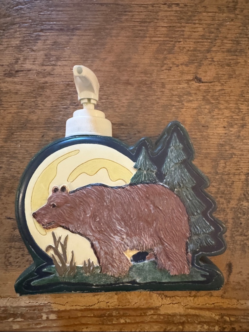Hand-Painted Bear Soap/Lotion Dispenser - Brown